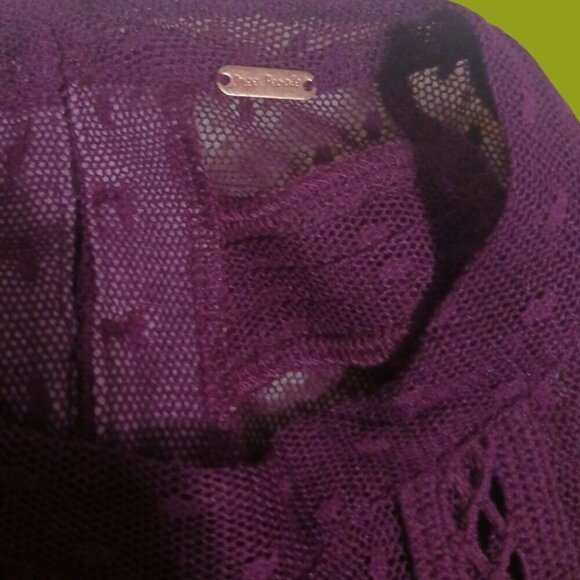 Free People Deep Purple Sheer Lace Sleeveless Top Size XSmall - Picture 14 of 16